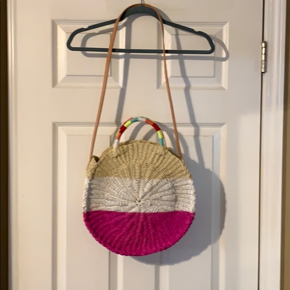NWOT J Crew Straw Circle tote